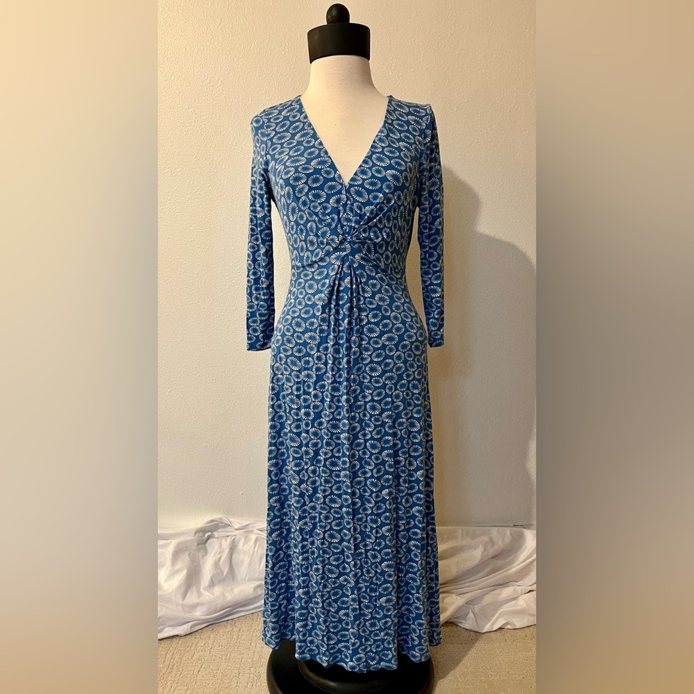 Boden Blue Floral Long Sleeve Dress women’s size 10R